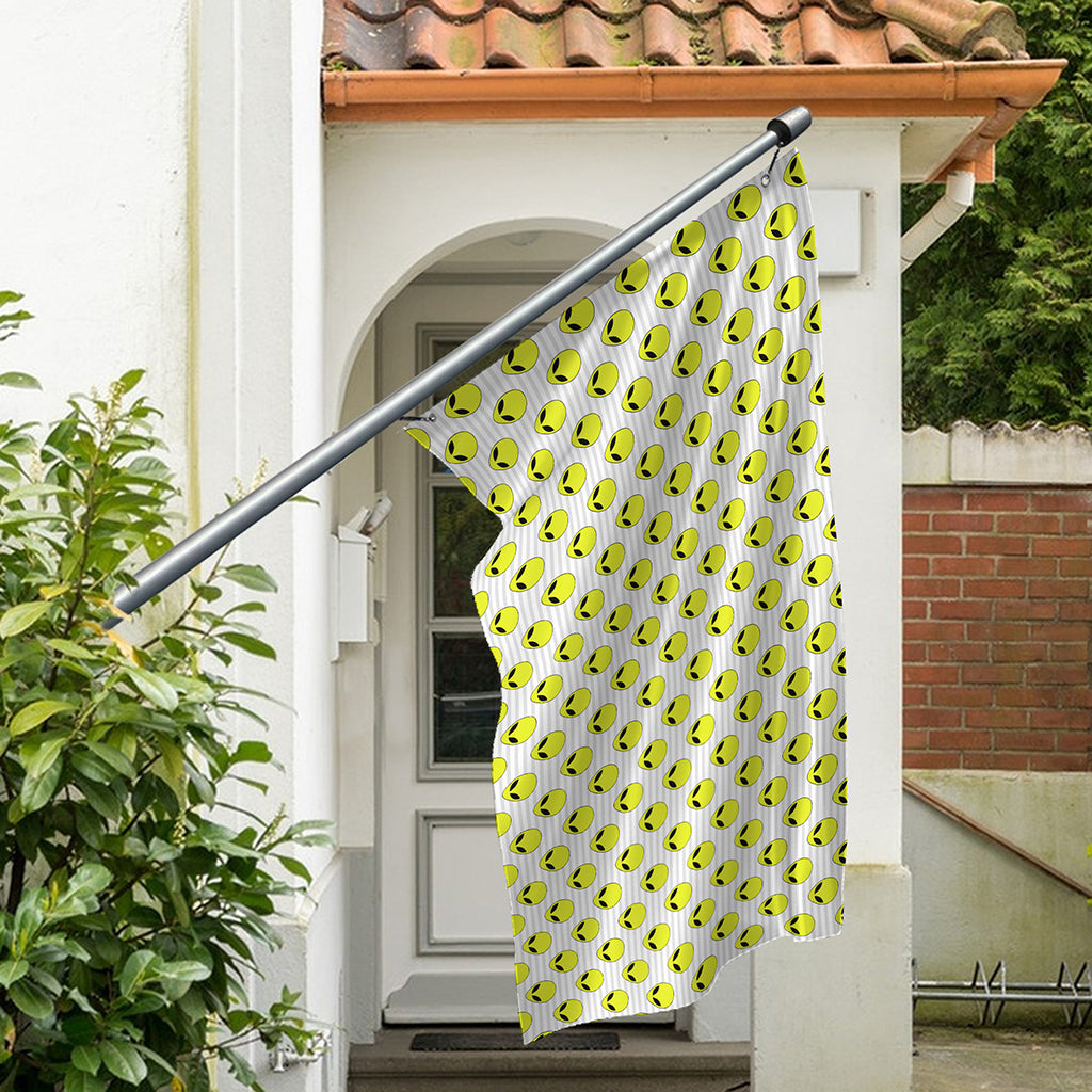 Grey Striped Alien Pattern Print Polyester Flag