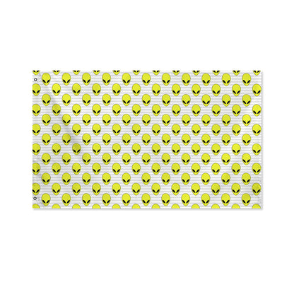Grey Striped Alien Pattern Print Polyester Flag