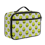 Grey Striped Alien Pattern Print Portable Lunch Bag