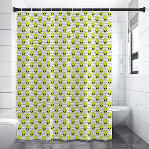 Grey Striped Alien Pattern Print Premium Shower Curtain