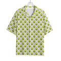 Grey Striped Alien Pattern Print Rayon Hawaiian Shirt