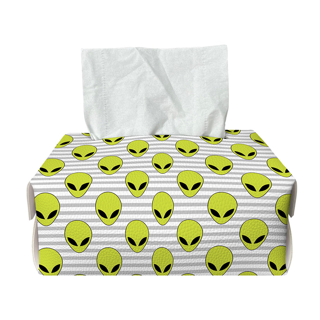 Grey Striped Alien Pattern Print Rectangle Tissue Box Cover