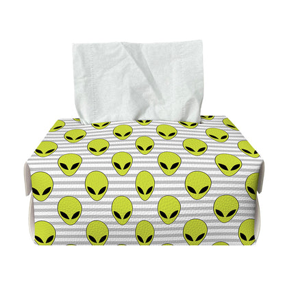 Grey Striped Alien Pattern Print Rectangle Tissue Box Cover