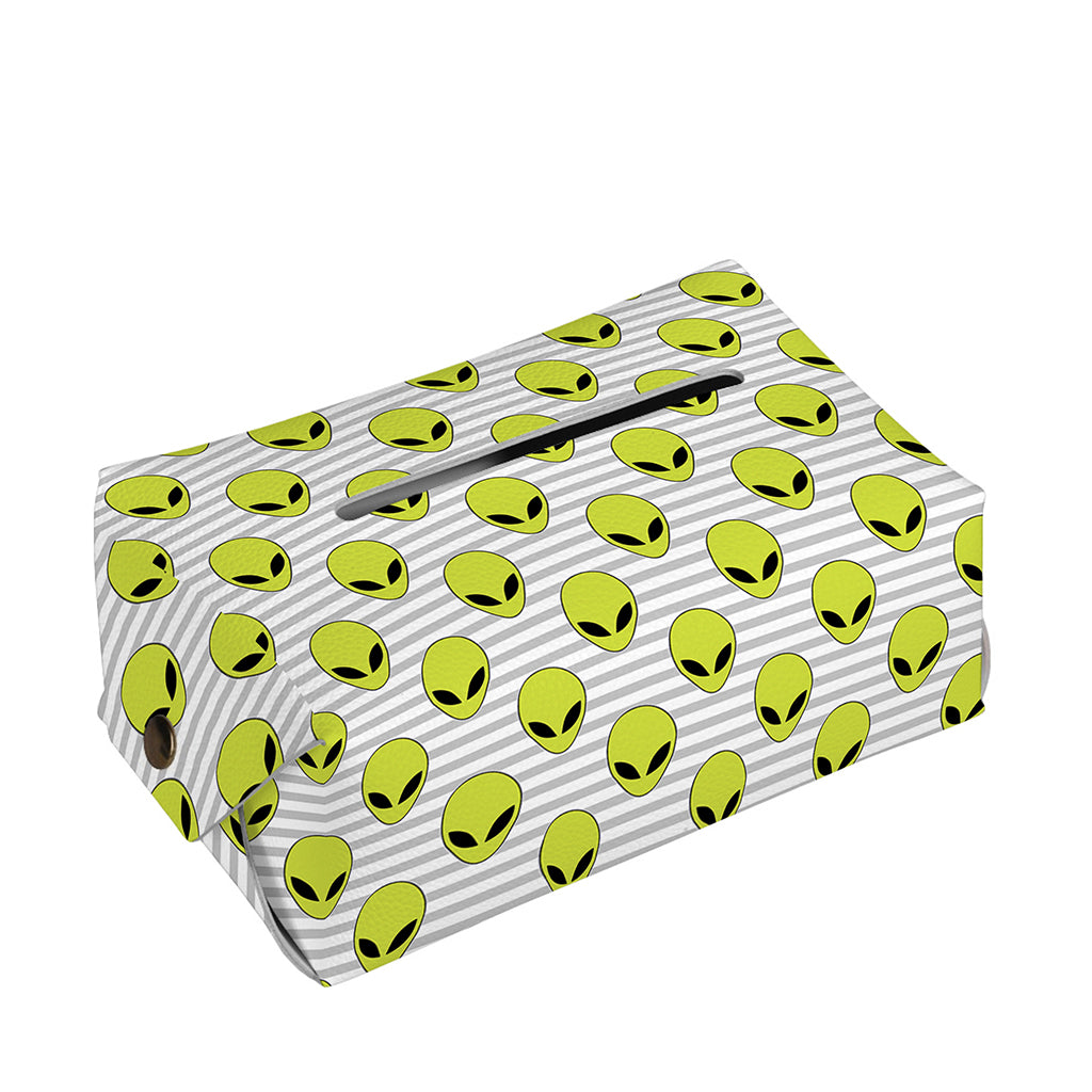 Grey Striped Alien Pattern Print Rectangle Tissue Box Cover