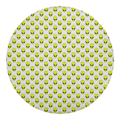 Grey Striped Alien Pattern Print Round Blanket