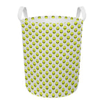 Grey Striped Alien Pattern Print Round Laundry Basket