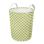 Grey Striped Alien Pattern Print Round Laundry Basket