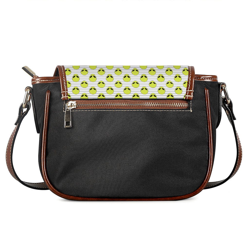 Grey Striped Alien Pattern Print Saddle Bag