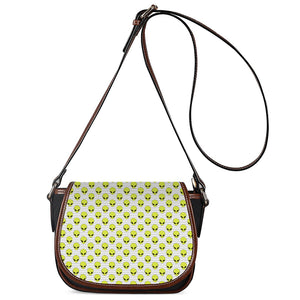 Grey Striped Alien Pattern Print Saddle Bag