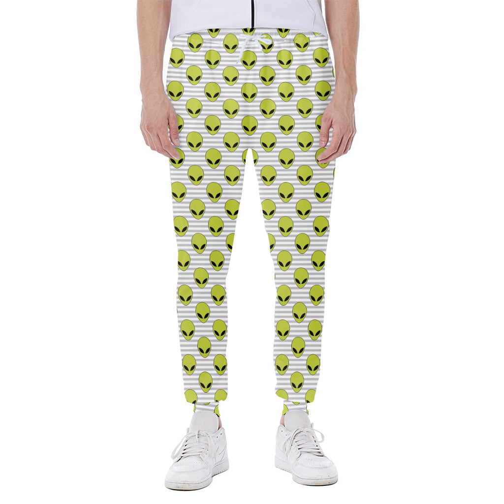 Grey Striped Alien Pattern Print Scuba Joggers