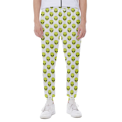 Grey Striped Alien Pattern Print Scuba Joggers