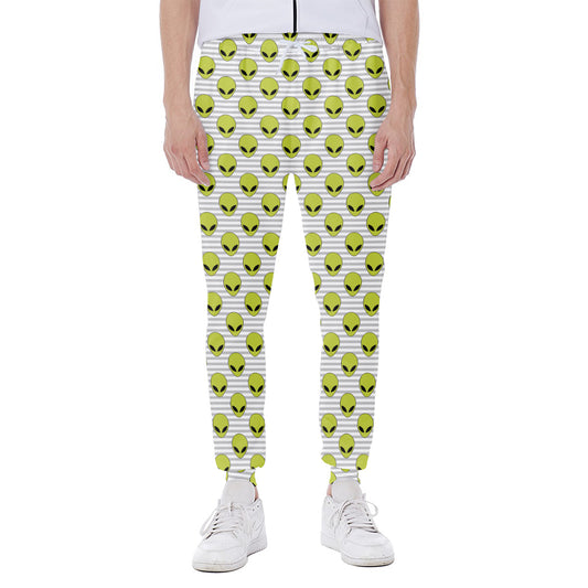 Grey Striped Alien Pattern Print Scuba Joggers