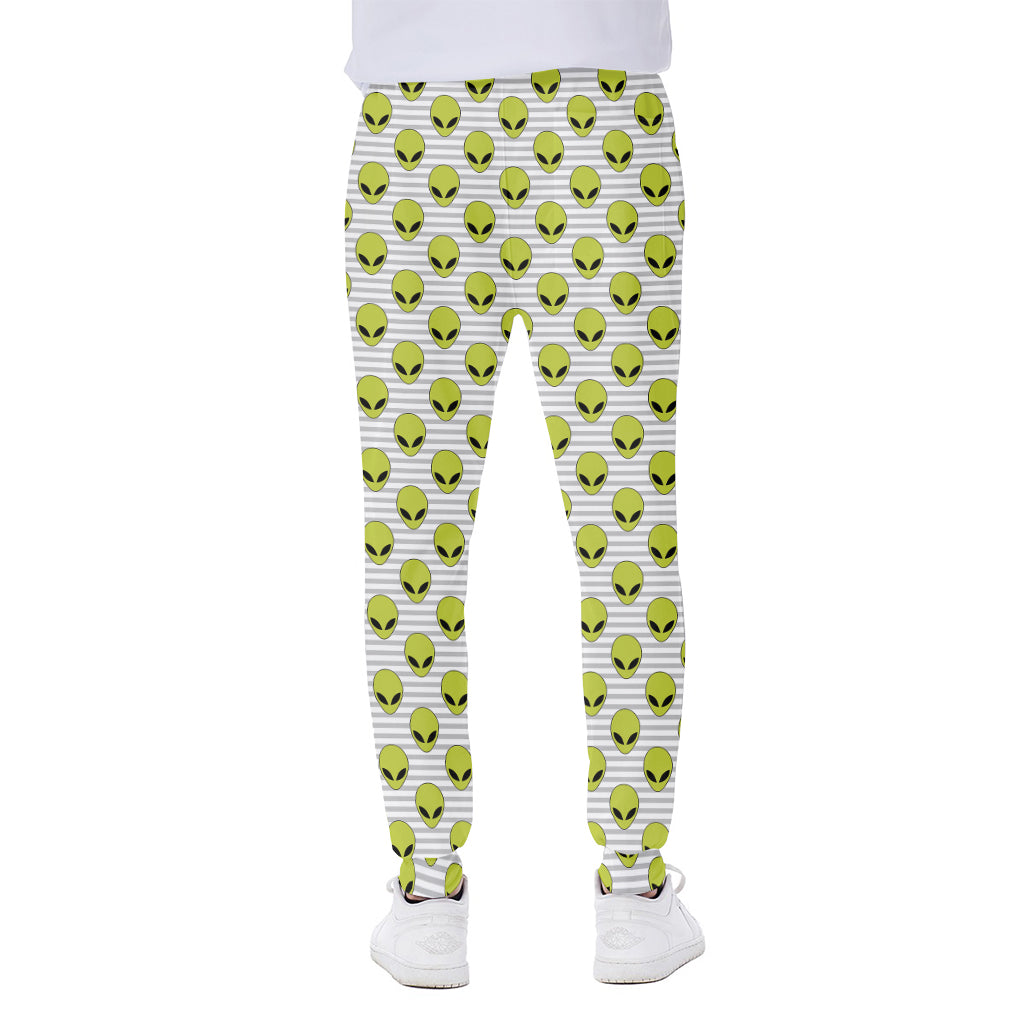 Grey Striped Alien Pattern Print Scuba Joggers