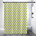 Grey Striped Alien Pattern Print Shower Curtain