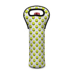 Grey Striped Alien Pattern Print Single Neoprene Wine Tote