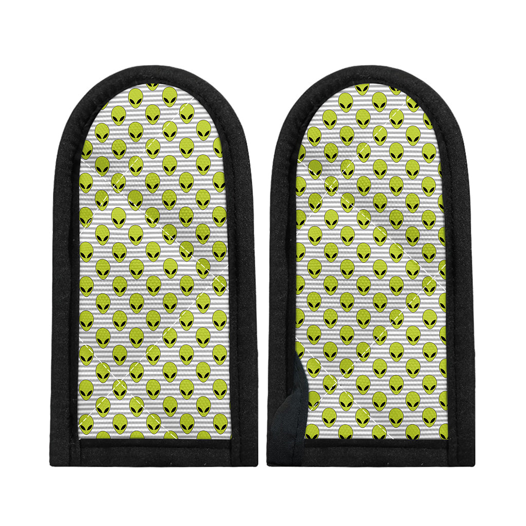 Grey Striped Alien Pattern Print Skillet Handle Cover