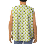 Grey Striped Alien Pattern Print Sleeveless Baseball Jersey