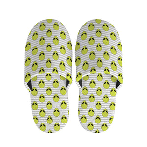 Grey Striped Alien Pattern Print Slippers