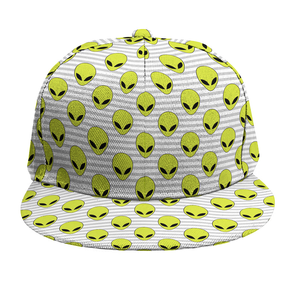 Grey Striped Alien Pattern Print Snapback Cap