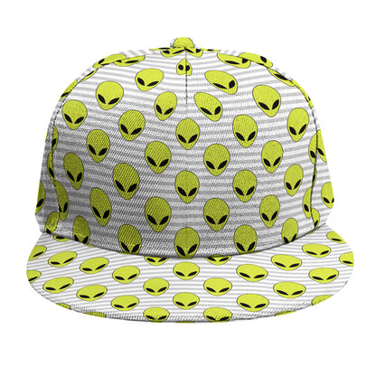 Grey Striped Alien Pattern Print Snapback Cap