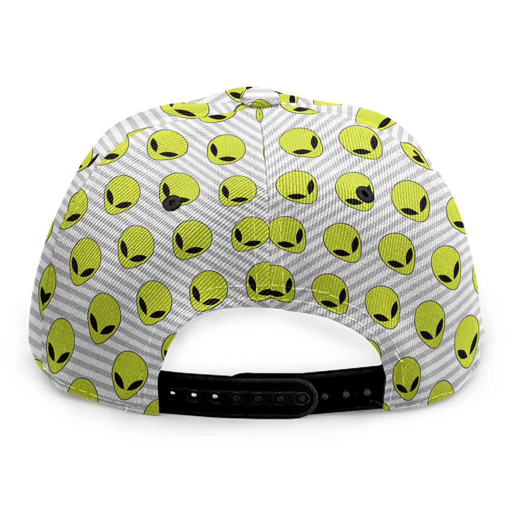 Grey Striped Alien Pattern Print Snapback Cap