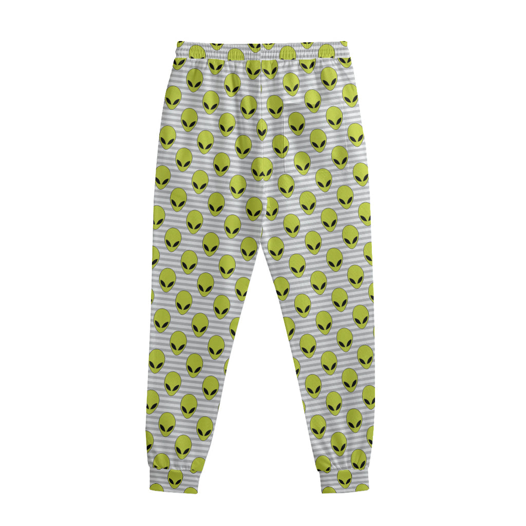 Grey Striped Alien Pattern Print Sweatpants