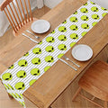 Grey Striped Alien Pattern Print Table Runner