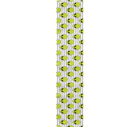 Grey Striped Alien Pattern Print Table Runner