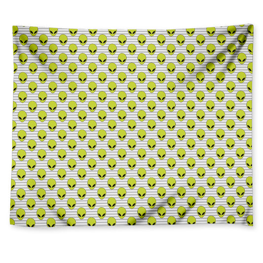 Grey Striped Alien Pattern Print Tapestry