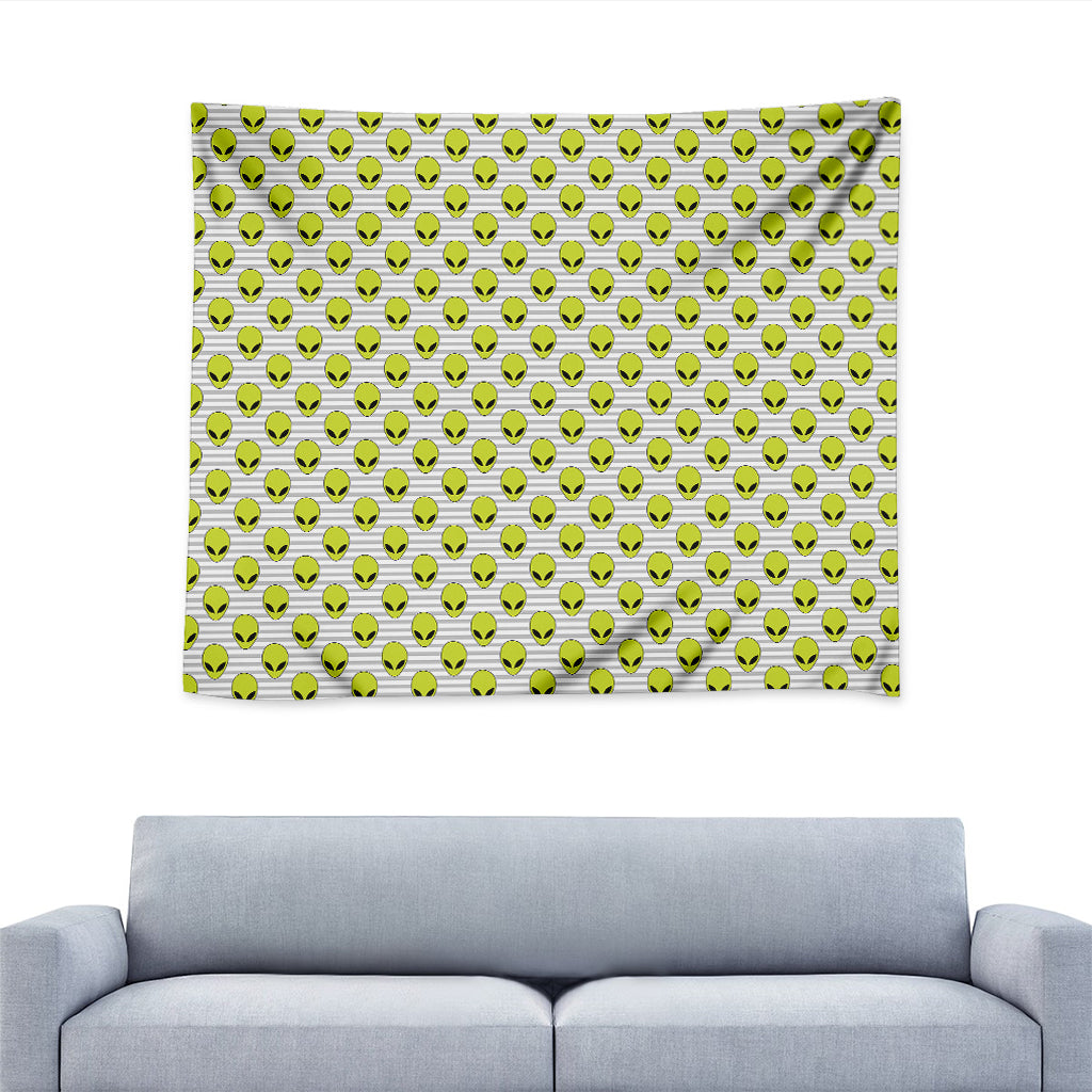 Grey Striped Alien Pattern Print Tapestry