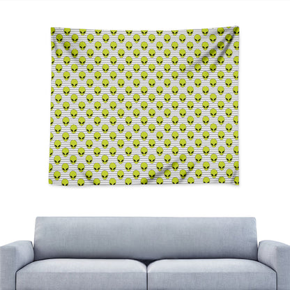 Grey Striped Alien Pattern Print Tapestry