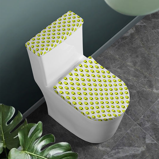 Grey Striped Alien Pattern Print Toilet Lid And Tank Cover Set