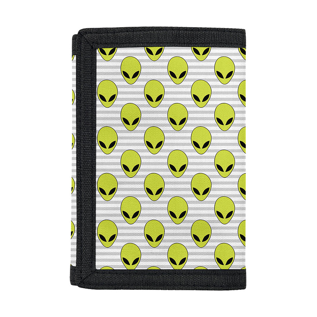 Grey Striped Alien Pattern Print Trifold Wallet