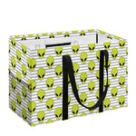 Grey Striped Alien Pattern Print Utility Tote Bag