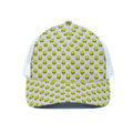 Grey Striped Alien Pattern Print White Mesh Trucker Hat