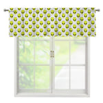 Grey Striped Alien Pattern Print Window Valance