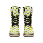 Grey Striped Alien Pattern Print Winter Boots