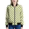 Grey Striped Alien Pattern Print Women's Bomber Jacket