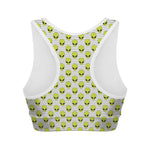 Grey Striped Alien Pattern Print Women's Sports Bra