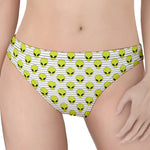 Grey Striped Alien Pattern Print Women's Thong