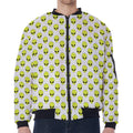 Grey Striped Alien Pattern Print Zip Sleeve Bomber Jacket