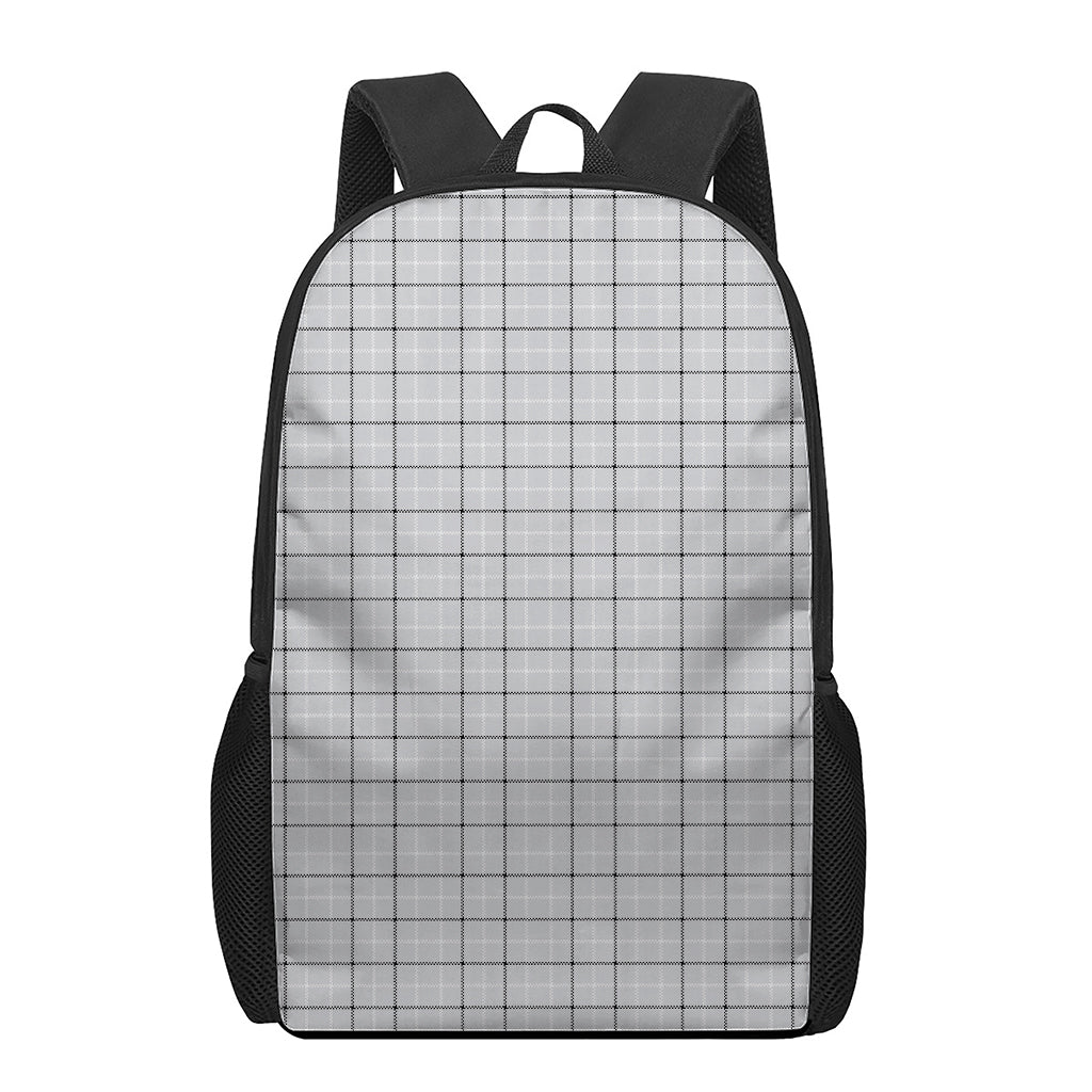 Grey Tattersall Pattern Print 17 Inch Backpack