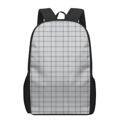 Grey Tattersall Pattern Print 17 Inch Backpack