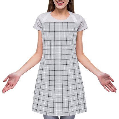 Grey Tattersall Pattern Print Adjustable Apron
