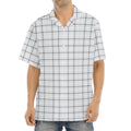 Grey Tattersall Pattern Print Aloha Shirt