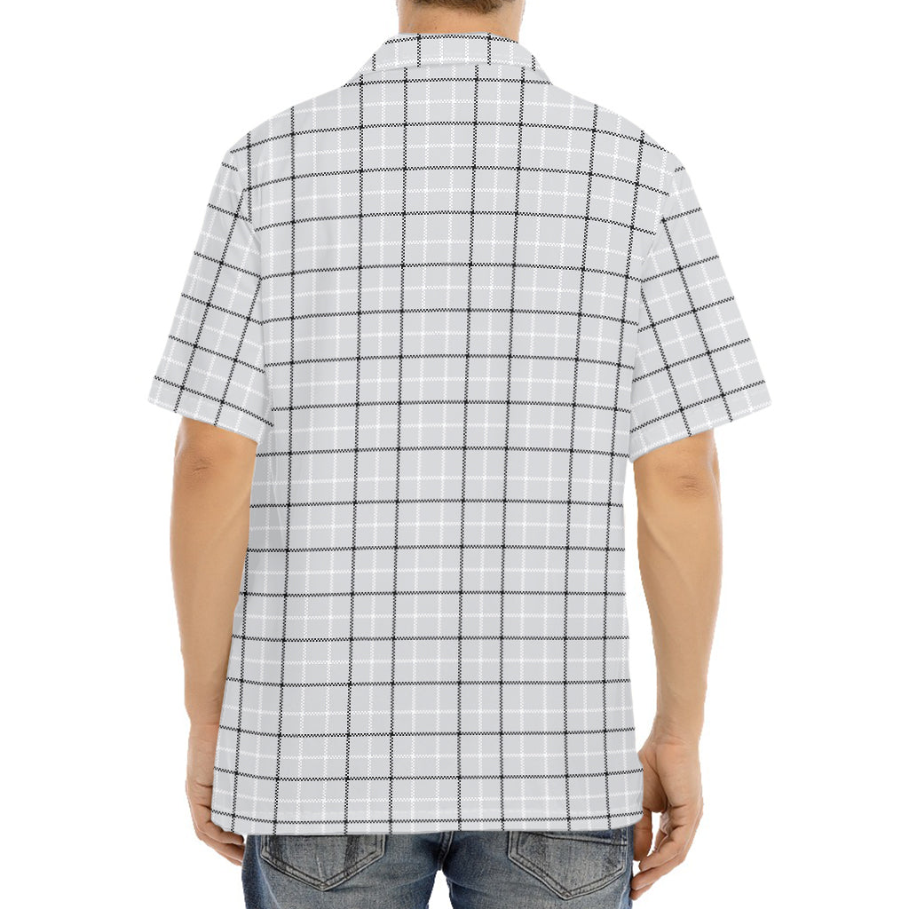 Grey Tattersall Pattern Print Aloha Shirt