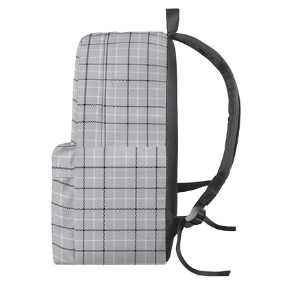 Grey Tattersall Pattern Print Backpack