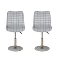 Grey Tattersall Pattern Print Bar Stool Covers