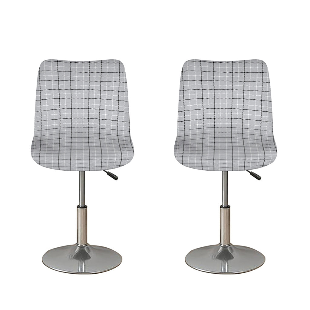 Grey Tattersall Pattern Print Bar Stool Covers