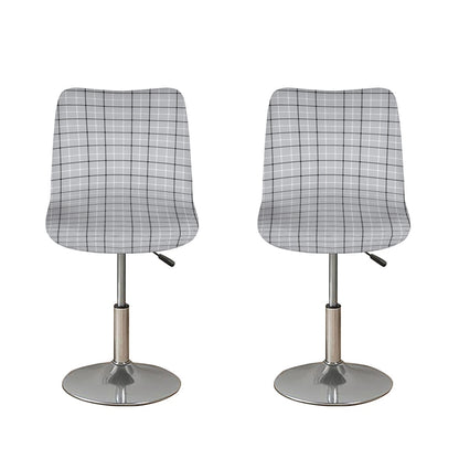 Grey Tattersall Pattern Print Bar Stool Covers